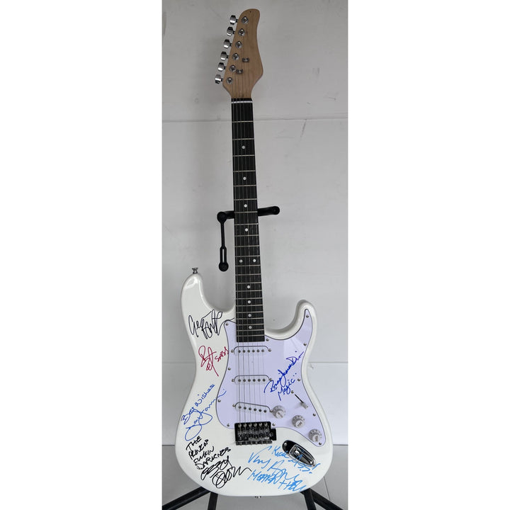 Ronnie James Dio Ozzy Osbourne Tony Iommi Bill Ward Geezer Butler Black Sabbath electric guitar signed with proof.