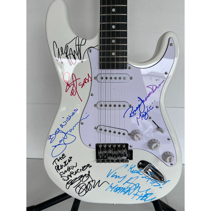 Ronnie James Dio Ozzy Osbourne Tony Iommi Bill Ward Geezer Butler Black Sabbath electric guitar signed with proof.