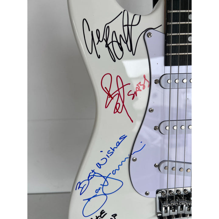 Ronnie James Dio Ozzy Osbourne Tony Iommi Bill Ward Geezer Butler Black Sabbath electric guitar signed with proof.