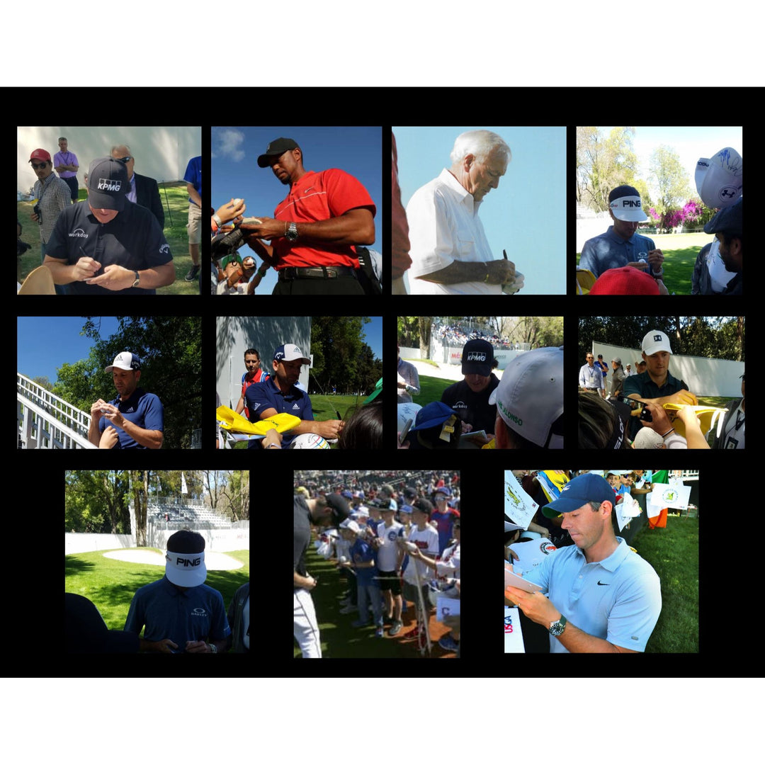 Masters Champions golf balls 45 in all Tiger Woods, Jack Nicklaus, Rory Mcllroy, Ben Hogan, Arnold Palmer 40+ framed and signed with proof