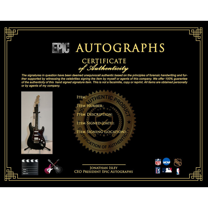 Boone, Benson Authentic Fender Stratocaster Squier electric guitar signed with proof