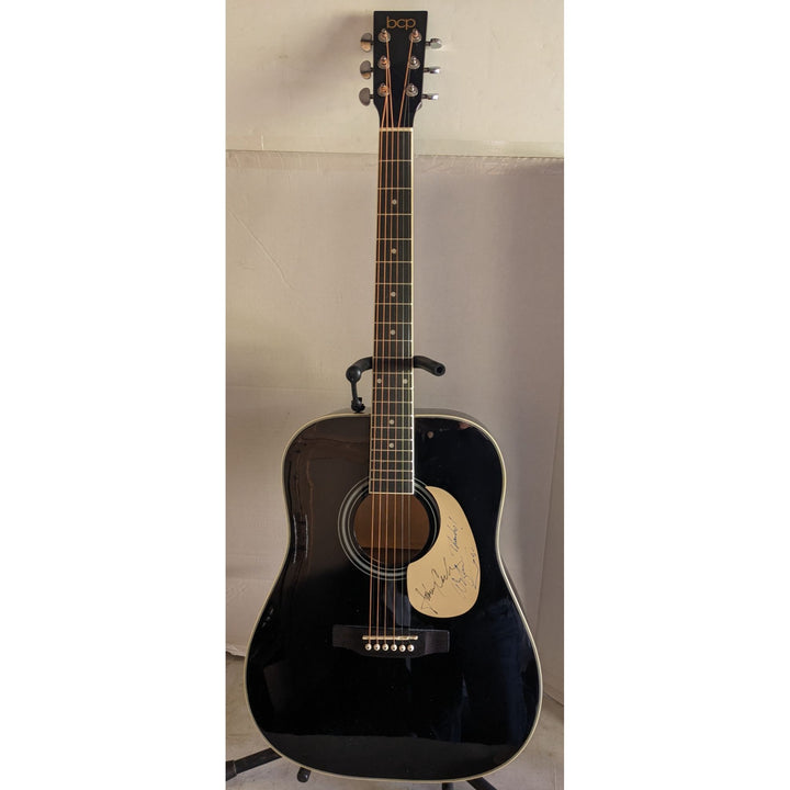 Waylon Jennings and Johnny Cash 41' full size acoustic guitar signed with proof