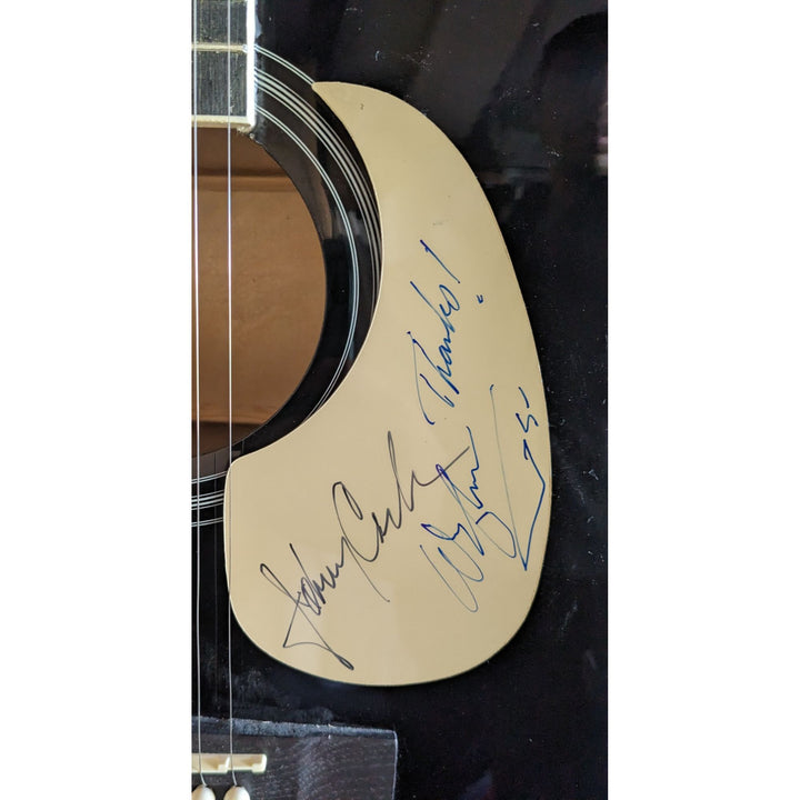 Waylon Jennings and Johnny Cash 41' full size acoustic guitar signed with proof