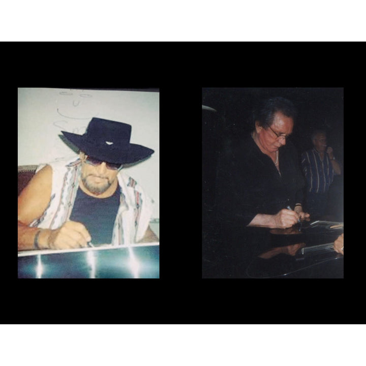 Waylon Jennings and Johnny Cash 41' full size acoustic guitar signed with proof