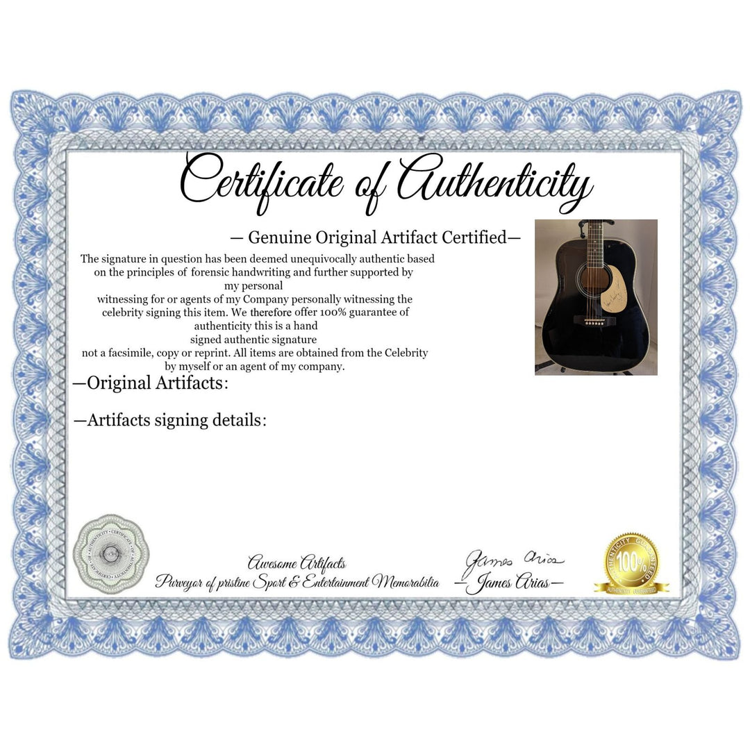 Waylon Jennings and Johnny Cash 41' full size acoustic guitar signed with proof