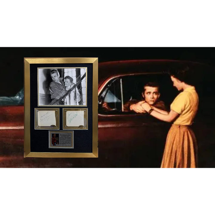 James Dean & Natalie Wood "Rebel Without A Cause" vintage autograph book pages signed with museum quality frame 2x28.