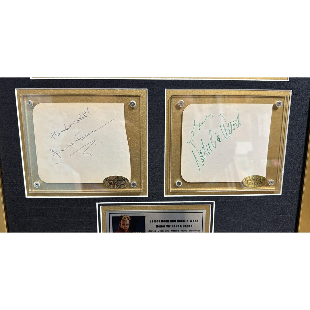 James Dean & Natalie Wood "Rebel Without A Cause" vintage autograph book pages signed with museum quality frame 2x28.