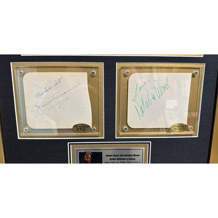 James Dean & Natalie Wood "Rebel Without A Cause" vintage autograph book pages signed with museum quality frame 2x28.
