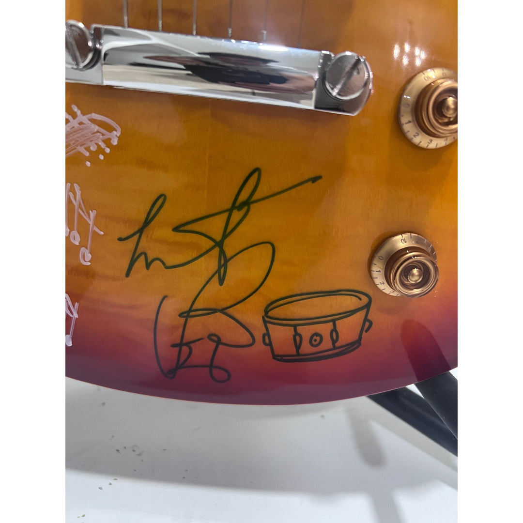 Bill Wyman, Keith Richards, Mick Jagger, Charlie Watts, Ronnie Wood Rolling Stones vintage cherry les paul full size electric guitar.