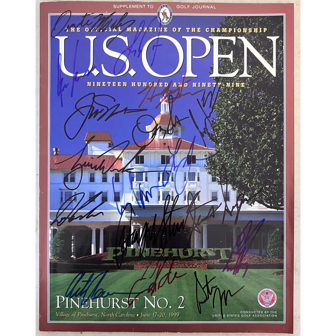 US Open 1999 program signed by 17 Former US Open champions Tiger Jack Nicklaus Payne Stewart signed with proof.