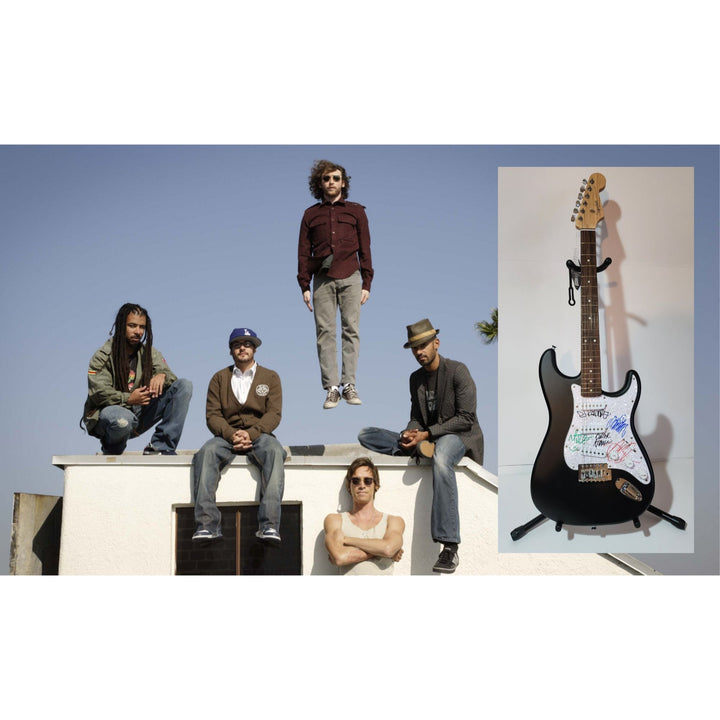 Incubus, Dirk Lance, Jose Pasillas, Mike Einzinger and Brandon Boyd, Fender Stratocaster electric guitar signed with proof