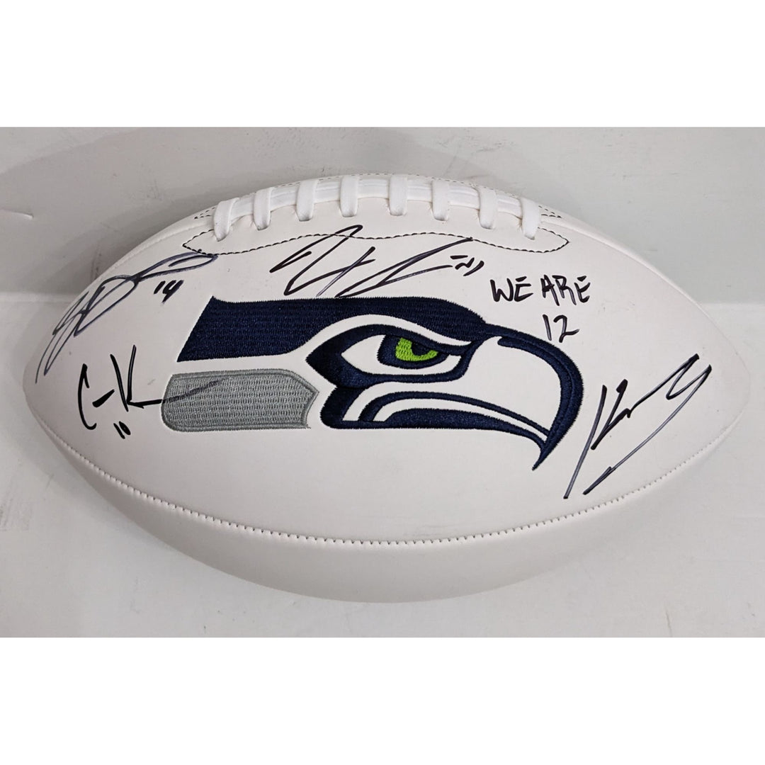 Seattle Seahawks Sam Darnold, Keneth Walker, Cooper Kupp & Jackson Smith Njigba full size signed football with proof