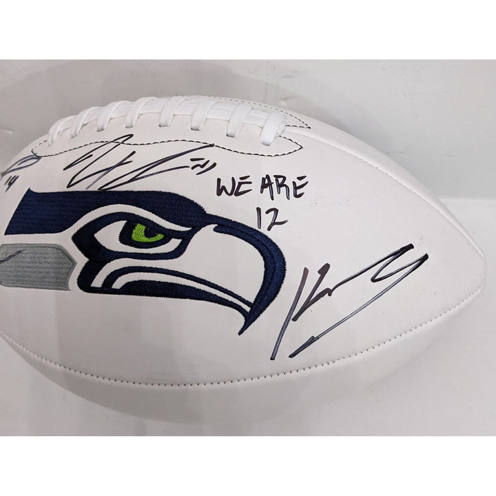 Seattle Seahawks Sam Darnold, Keneth Walker, Cooper Kupp & Jackson Smith Njigba full size signed football with proof