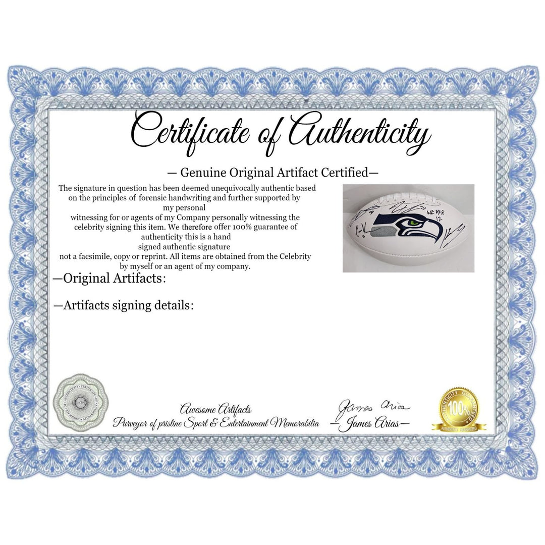 Seattle Seahawks Sam Darnold, Keneth Walker, Cooper Kupp & Jackson Smith Njigba full size signed football with proof