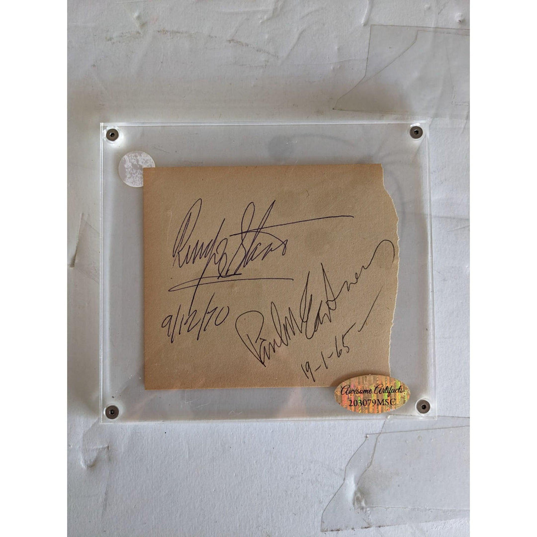 The Beatles Paul McCartney & Ringo Starr vintage autograph page signed with proof
