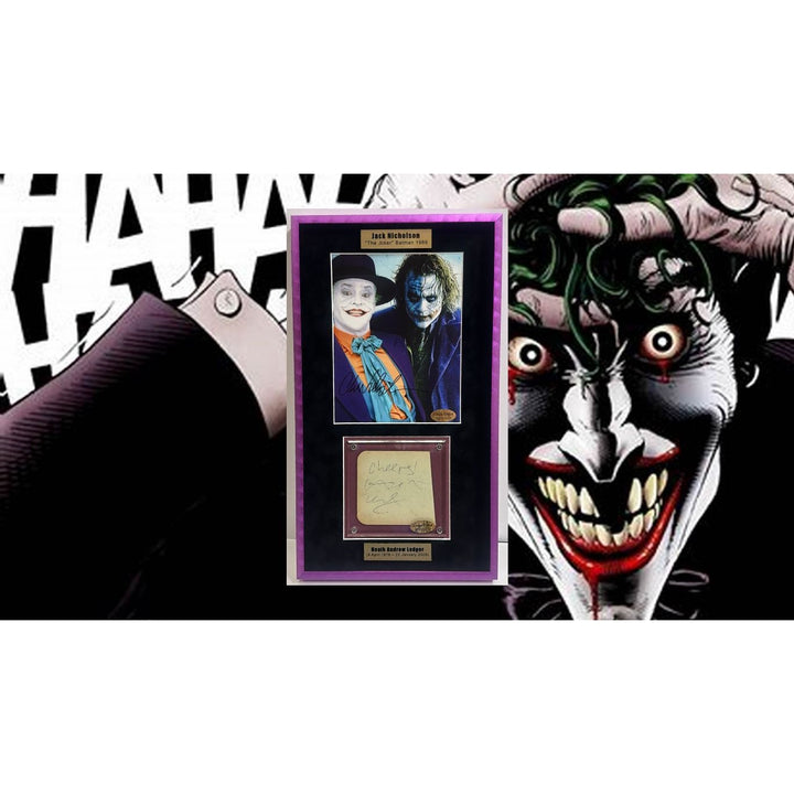 Jack Nicholson The Joker 8x10 photo signed with Heath Ledger cut signature signed and framed 15x24'' with proof