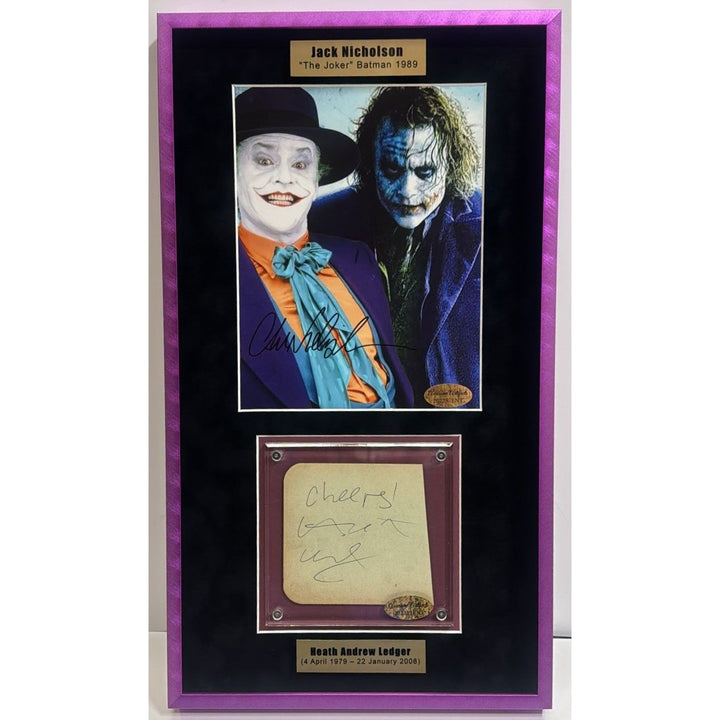 Jack Nicholson The Joker 8x10 photo signed with Heath Ledger cut signature signed and framed 15x24'' with proof