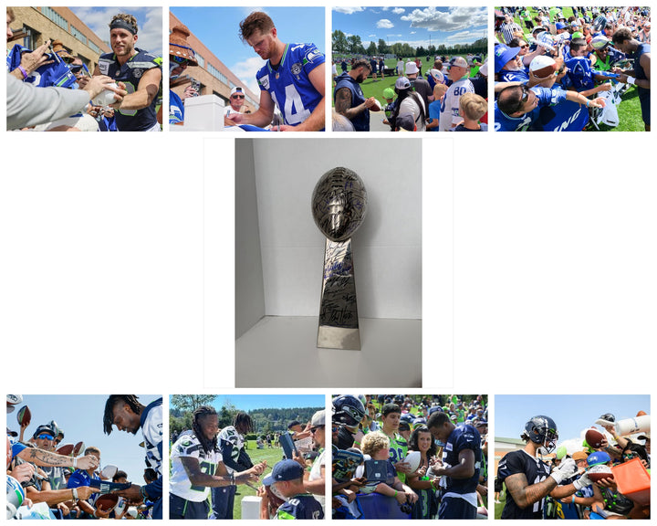 Seattle Seahawks signing photo proof collage with Lombardi trophy center