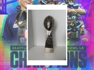 Seattle Seahawks 2025-26 Super Bowl Champions Team Signed Full Size Metal Lombardi Trophy 43 Signatures with Proof & Acrylic Case