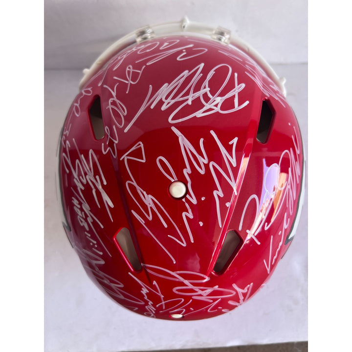 Kansas City Chiefs Patrick Mahomes Travis Kelce Chris Jones Andy Reid 2023-24 authentic helmet team signed with proof