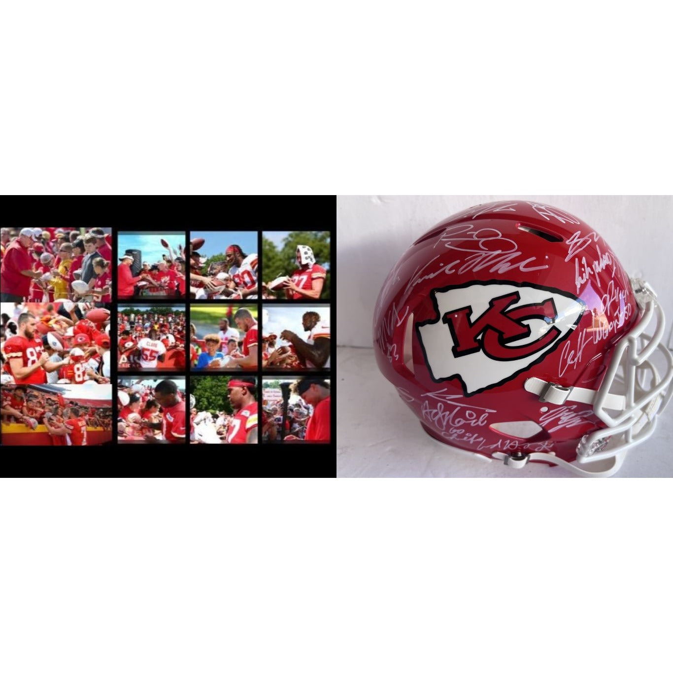 Kansas City Chiefs Patrick Mahomes Travis Kelce Chris Jones Andy Reid 2023-24 authentic helmet team signed with proof