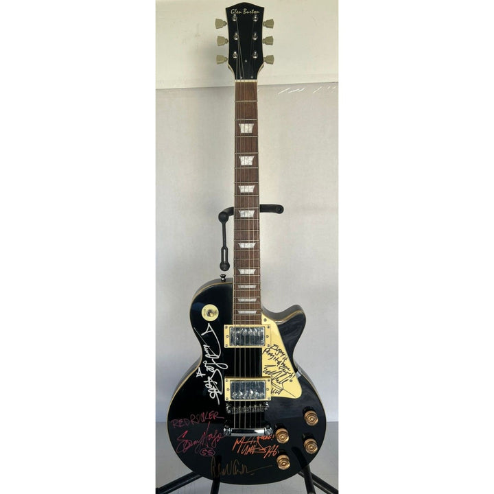 Van Halen vintage black les paul electric guitar Eddie & Alex Van Halen, Michael Anthony, David Lee Roth Sammy Hagar signed with proof..