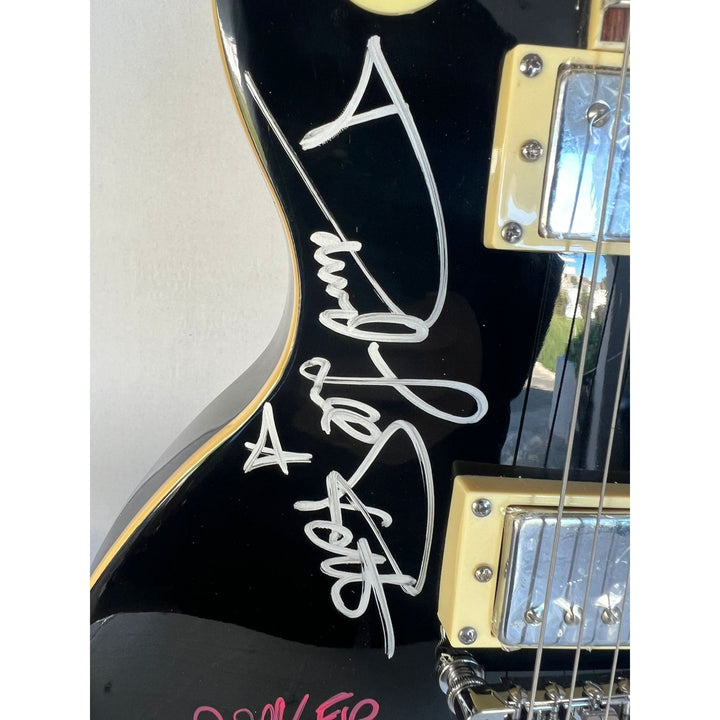 Van Halen vintage black les paul electric guitar Eddie & Alex Van Halen, Michael Anthony, David Lee Roth Sammy Hagar signed with proof..