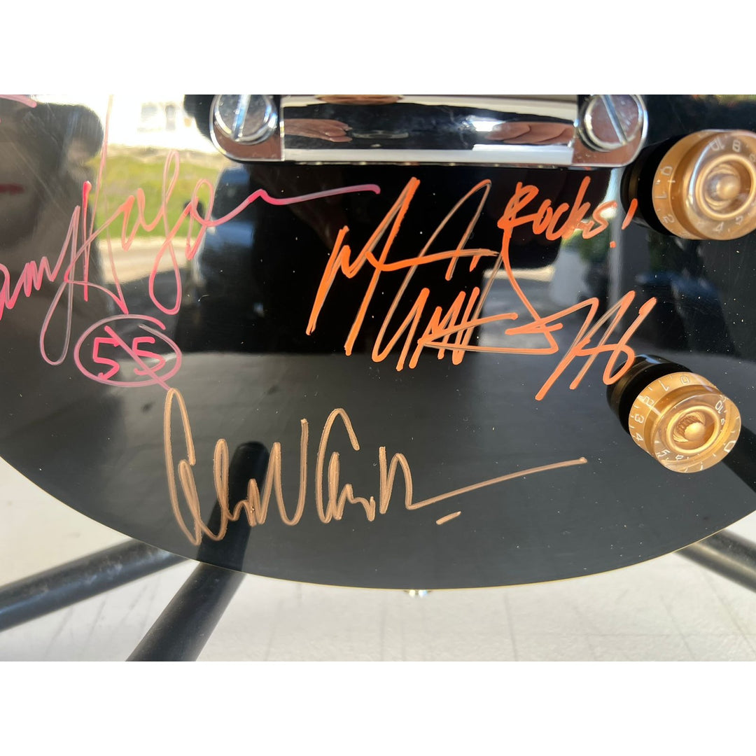 Van Halen vintage black les paul electric guitar Eddie & Alex Van Halen, Michael Anthony, David Lee Roth Sammy Hagar signed with proof..