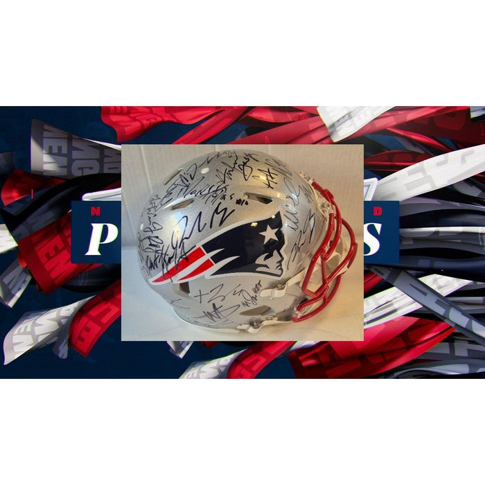 New England Patriots Riddell Speed Authentic Game Model helmet 2025 team signed with (40 plus sigs) and proof