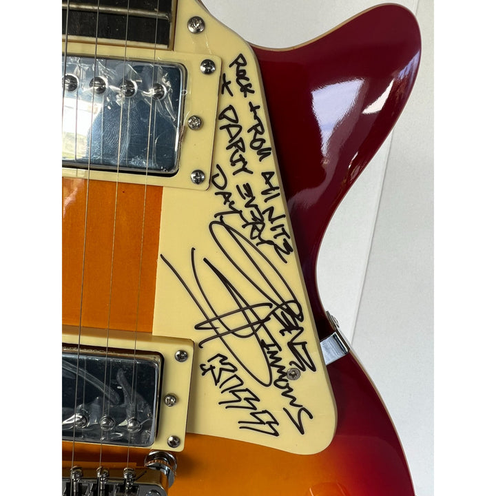 Kiss vintage les paul Gene Simmons Paul Stanley Ace Freehly and Peter Criss signed with proof and inscriptions.