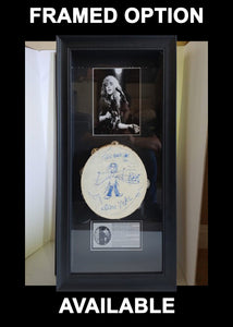 David Lee Roth, Van Halen incredible 14-in tambourine with self-sketch by David and signed with proof
