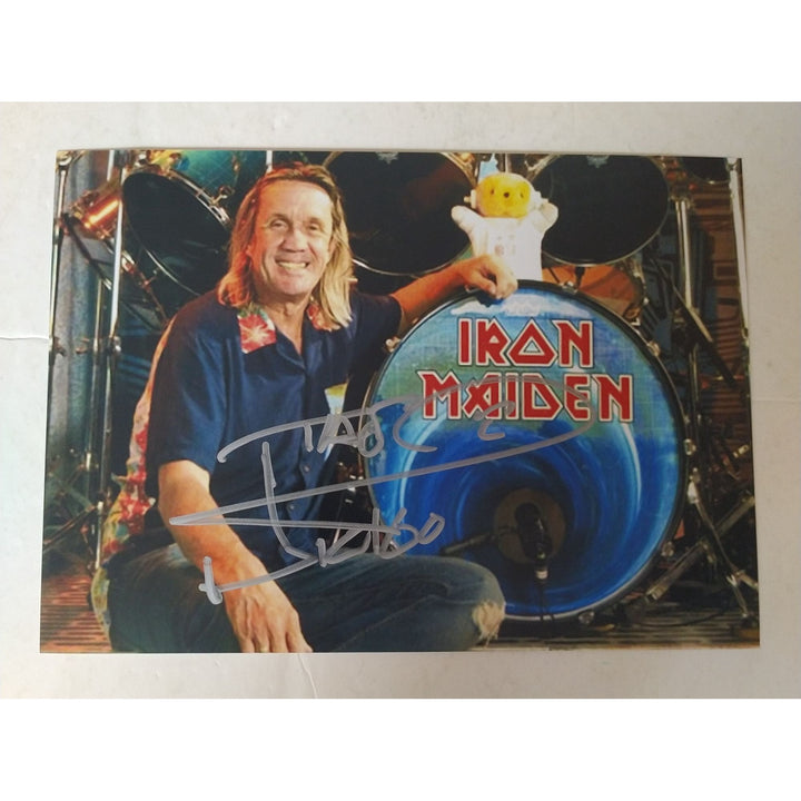 Nicko McBrain, Iron Maiden, 5x7, photo, signed, with proof