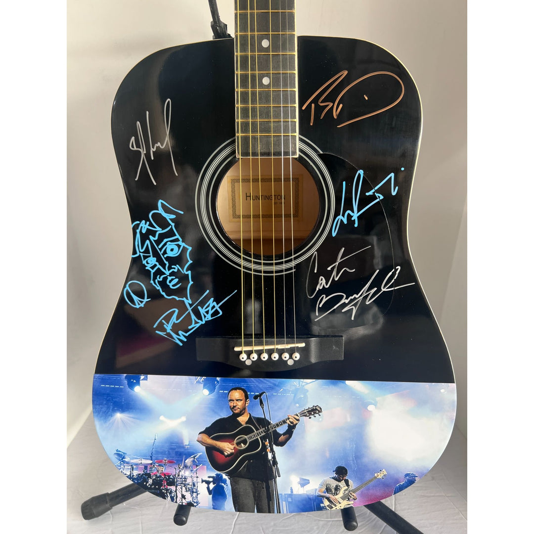 DMB Dave Mathews Stefan Lessard, LeRoi Moore, Boyd Tinsley, Carter Beauford 38' full size acoustic guitar signed with proof