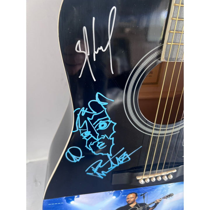 DMB Dave Mathews Stefan Lessard, LeRoi Moore, Boyd Tinsley, Carter Beauford 38' full size acoustic guitar signed with proof