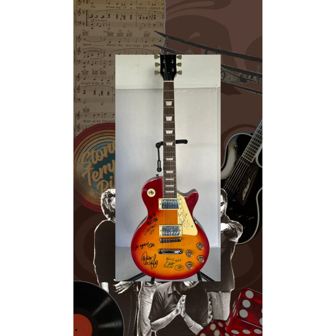 STP Stone Temple Pilots Scott Weiland Dean & Robert Deleo Eric Kretz Cherry Les Paul signed with proof