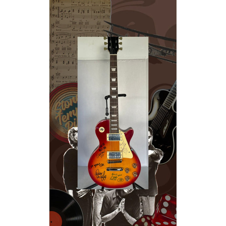 STP Stone Temple Pilots Scott Weiland Dean & Robert Deleo Eric Kretz Cherry Les Paul signed with proof
