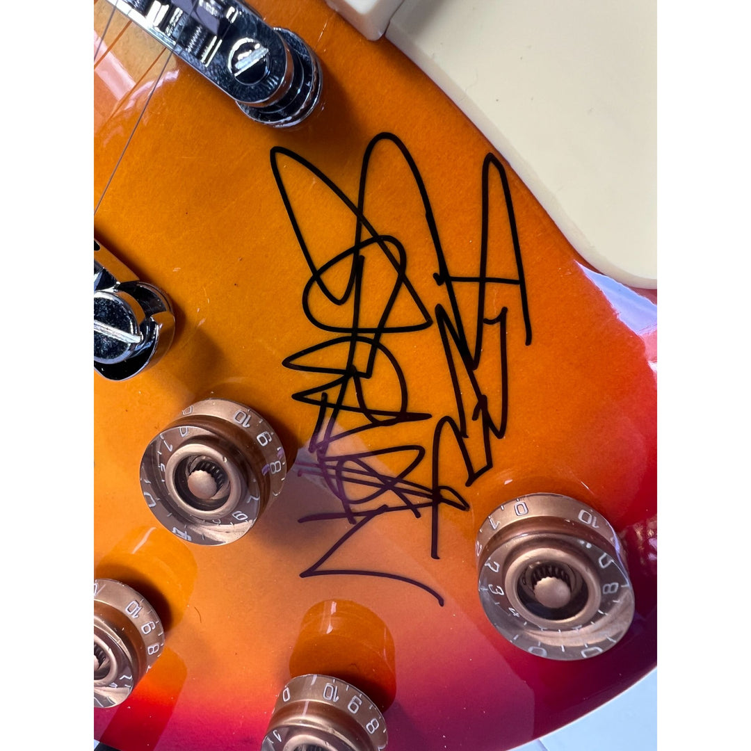 Guns N Roses Axl Rose, Matt Sorum w/ sketch, Slash w/ sketch, Izzy Stradlin, Duff McKagan, Steve Adler cherry les paul electric guitar