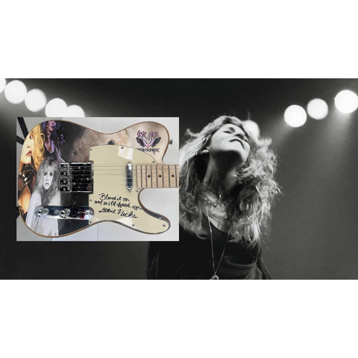 Stevie Nicks Fleetwood Mac with inscription one of a kind full size electric guitar signed with proof