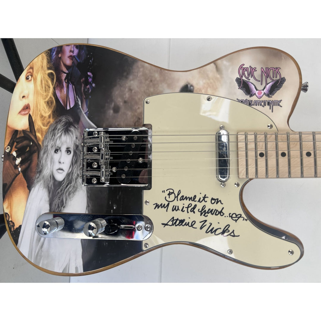 Stevie Nicks Fleetwood Mac with inscription one of a kind full size electric guitar signed with proof.