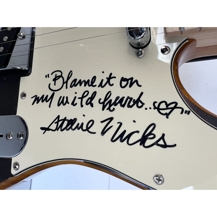 Stevie Nicks Fleetwood Mac with inscription one of a kind full size electric guitar signed with proof.
