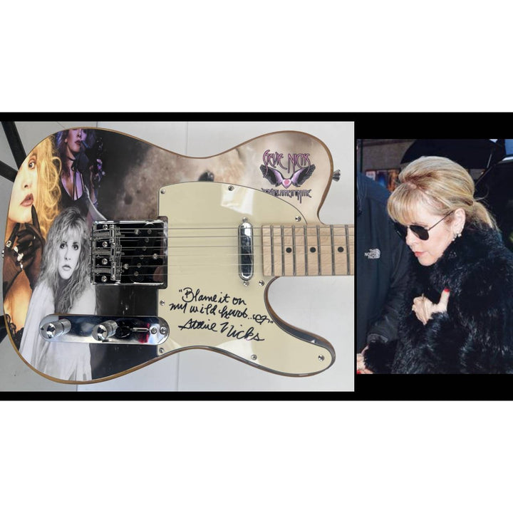 Stevie Nicks Fleetwood Mac with inscription one of a kind full size electric guitar signed with proof.