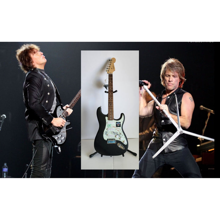 Richie Sambora, Tico Torres, David Bryan & Jon Bon Jovi authentic Fender Stratocaster electric guitar signed with proof