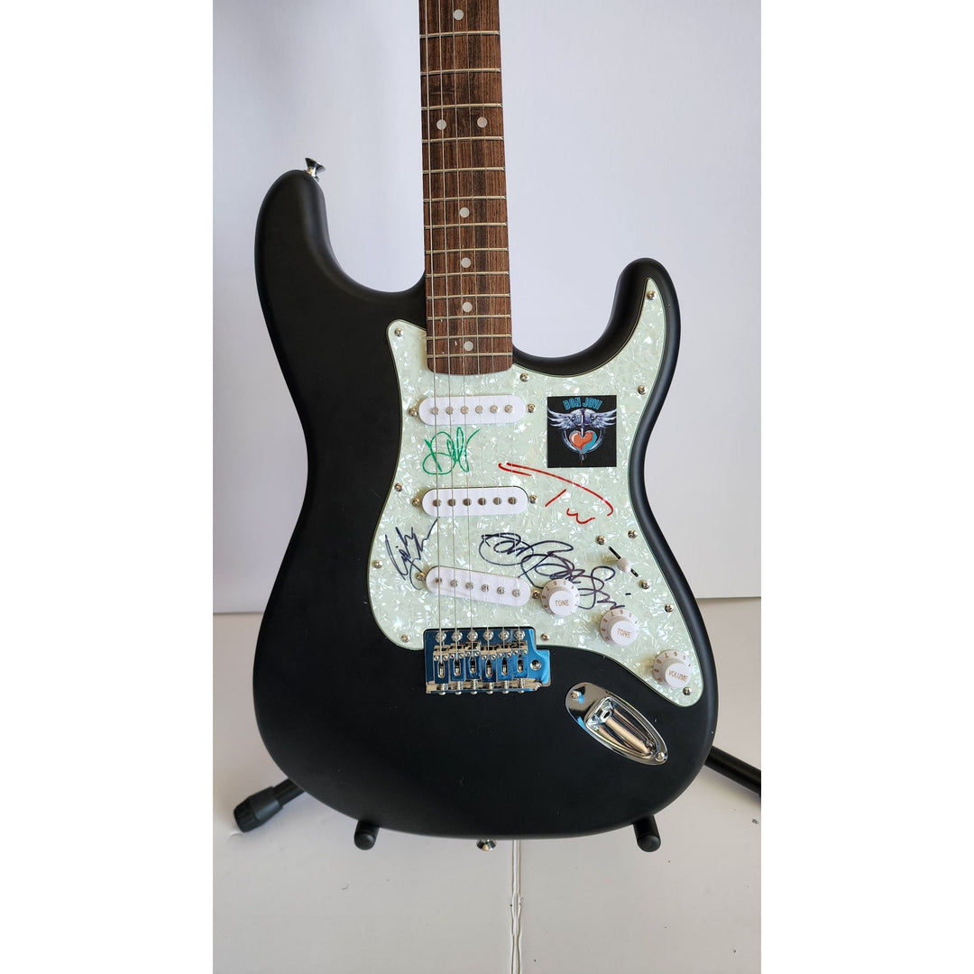 Richie Sambora, Tico Torres, David Bryan & Jon Bon Jovi authentic Fender Stratocaster electric guitar signed with proof