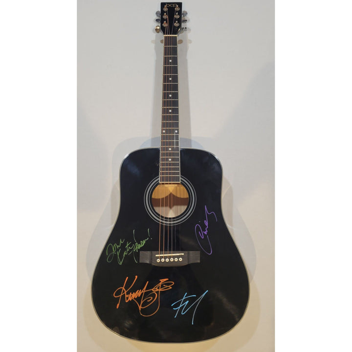 B-52s Fred Schneider, Kate Pierson, Keith Strickland, and Cindy Wilson full size acoustic guitar signed with proof Awesome Artifacts
