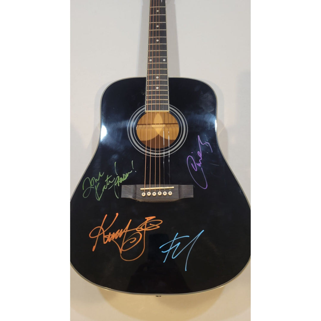 B-52s Fred Schneider, Kate Pierson, Keith Strickland, and Cindy Wilson full size acoustic guitar signed with proof Awesome Artifacts
