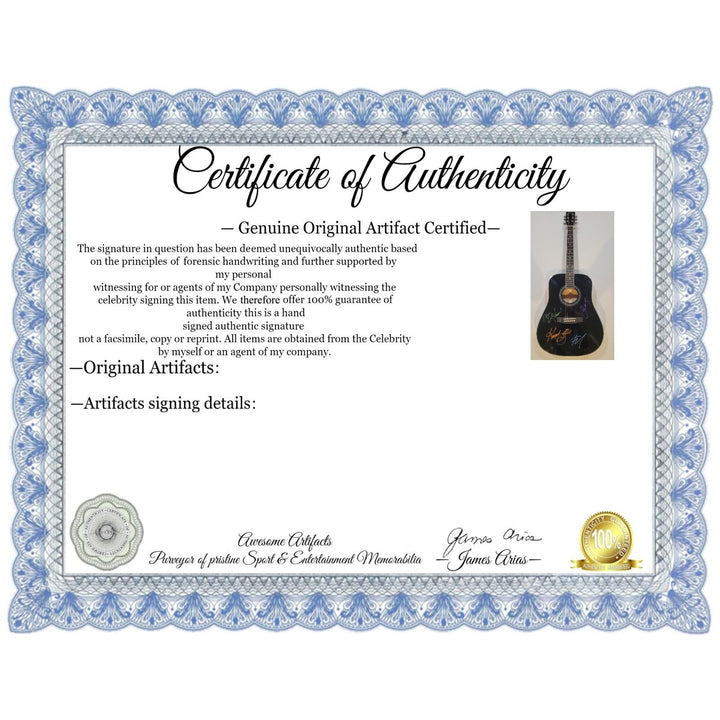 B-52s Fred Schneider, Kate Pierson, Keith Strickland, and Cindy Wilson full size acoustic guitar signed with proof Awesome Artifacts