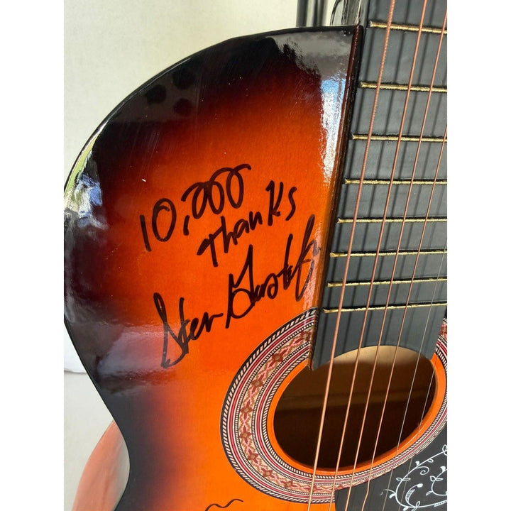 10,000 Maniacs Natalie Merchant Dennis Drew Steve Gustafson and Rob Buck vintage acoustic guitar signed