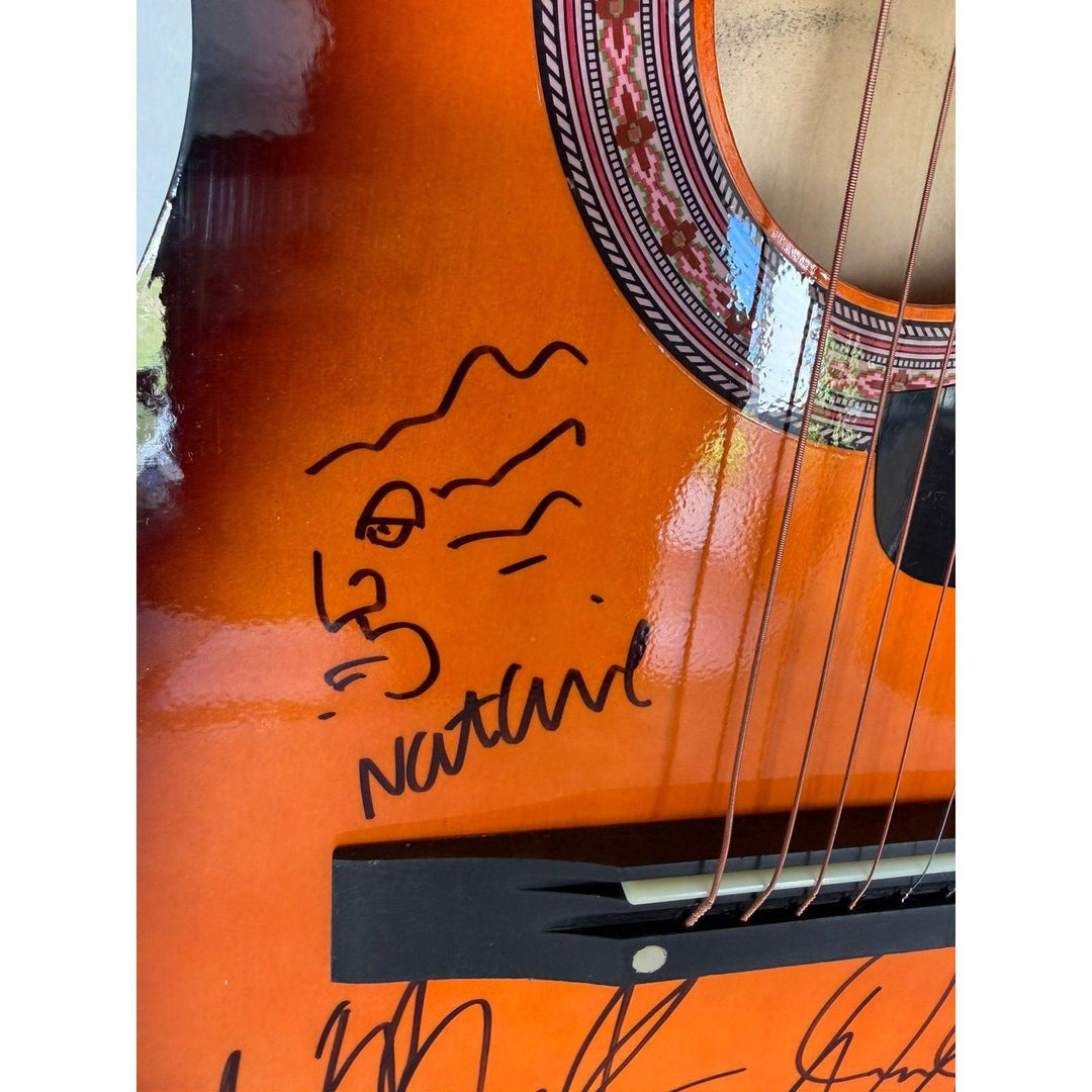 10,000 Maniacs Natalie Merchant Dennis Drew Steve Gustafson and Rob Buck vintage acoustic guitar signed