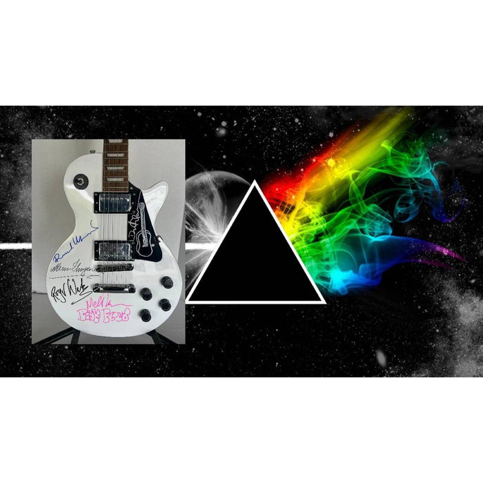 David Gilmour, Roger Waters, Nick Mason, Richard Wright, Storm Thorgerson Pink Floyd White Les Paul electric guitar signed