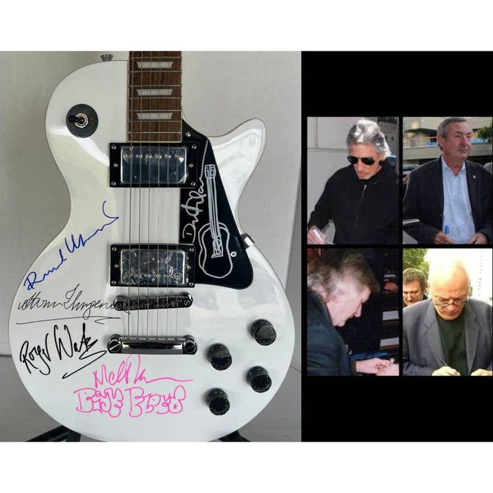 David Gilmour, Roger Waters, Nick Mason, Richard Wright, Storm Thorgerson Pink Floyd White Les Paul electric guitar signed
